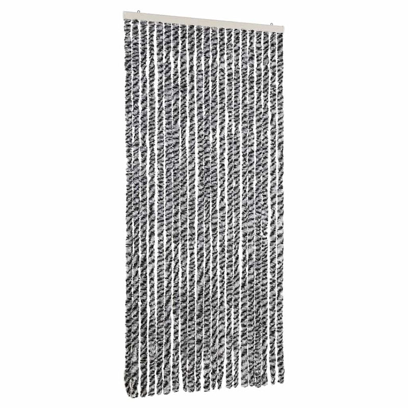 Afbeelding laden in galerijviewer, Vidaxl vliegengordijn 90x200 cm chenille grijs en zwart-wit
