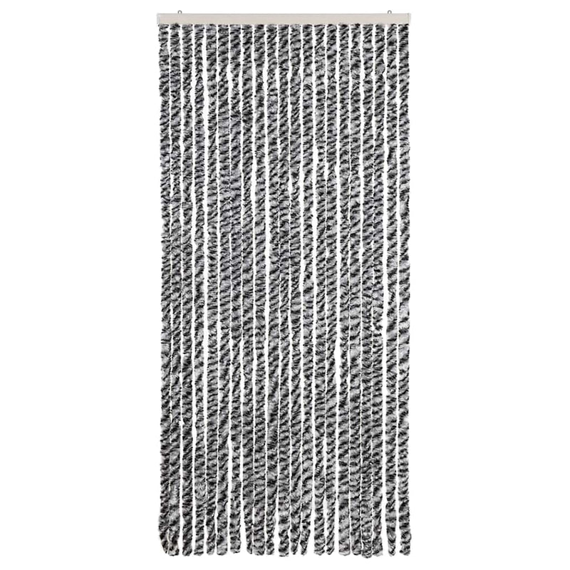 Afbeelding laden in galerijviewer, Vidaxl vliegengordijn 90x200 cm chenille grijs en zwart-wit
