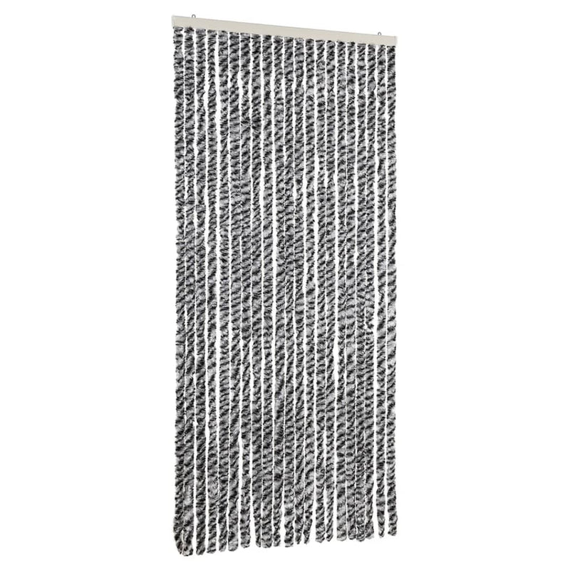 Afbeelding laden in galerijviewer, Vidaxl vliegengordijn 90x220 cm chenille grijs en zwart-wit
