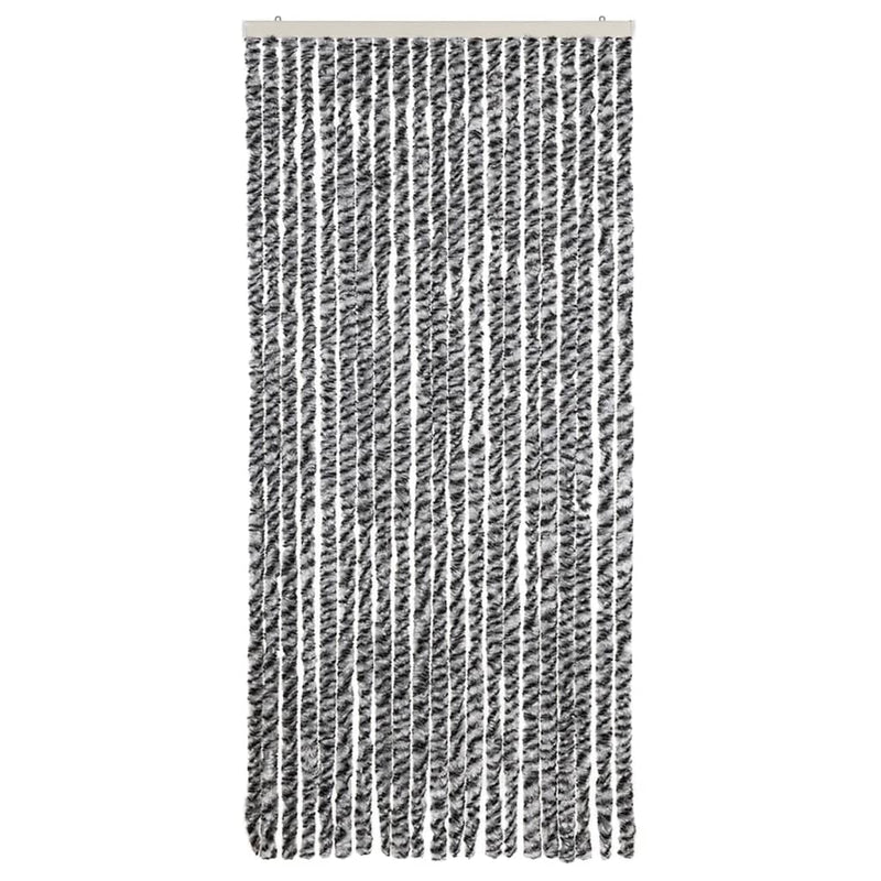 Afbeelding laden in galerijviewer, Vidaxl vliegengordijn 90x220 cm chenille grijs en zwart-wit
