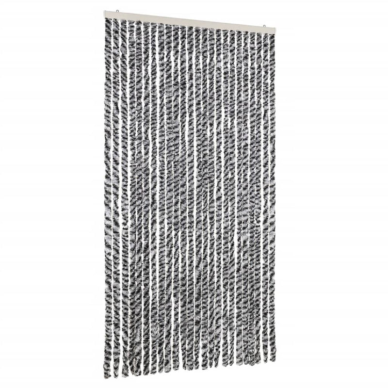 Afbeelding laden in galerijviewer, Vidaxl vliegengordijn 100x200 cm chenille grijs en zwart-wit
