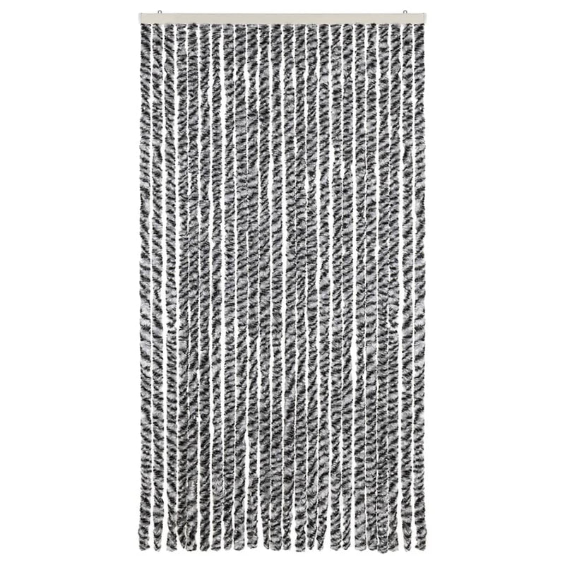 Afbeelding laden in galerijviewer, Vidaxl vliegengordijn 100x220 cm chenille grijs en zwart-wit
