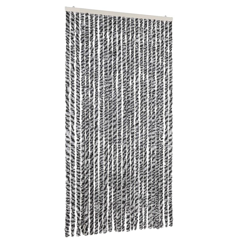 Afbeelding laden in galerijviewer, Vidaxl vliegengordijn 100x230 cm chenille grijs en zwart-wit

