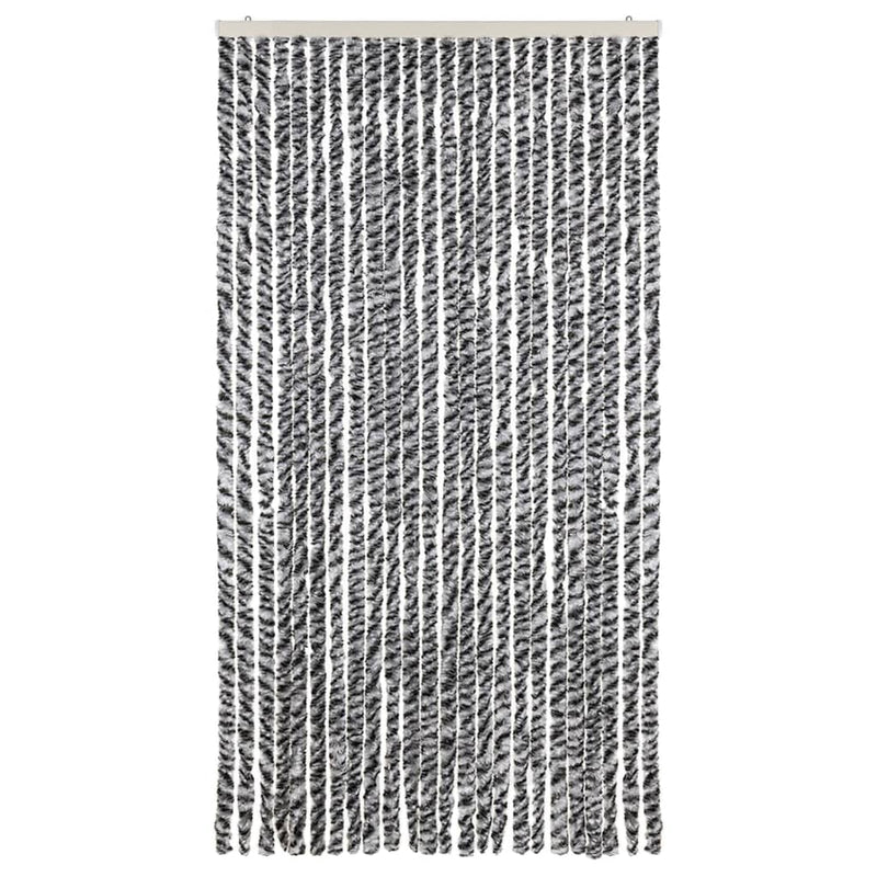 Afbeelding laden in galerijviewer, Vidaxl vliegengordijn 100x230 cm chenille grijs en zwart-wit
