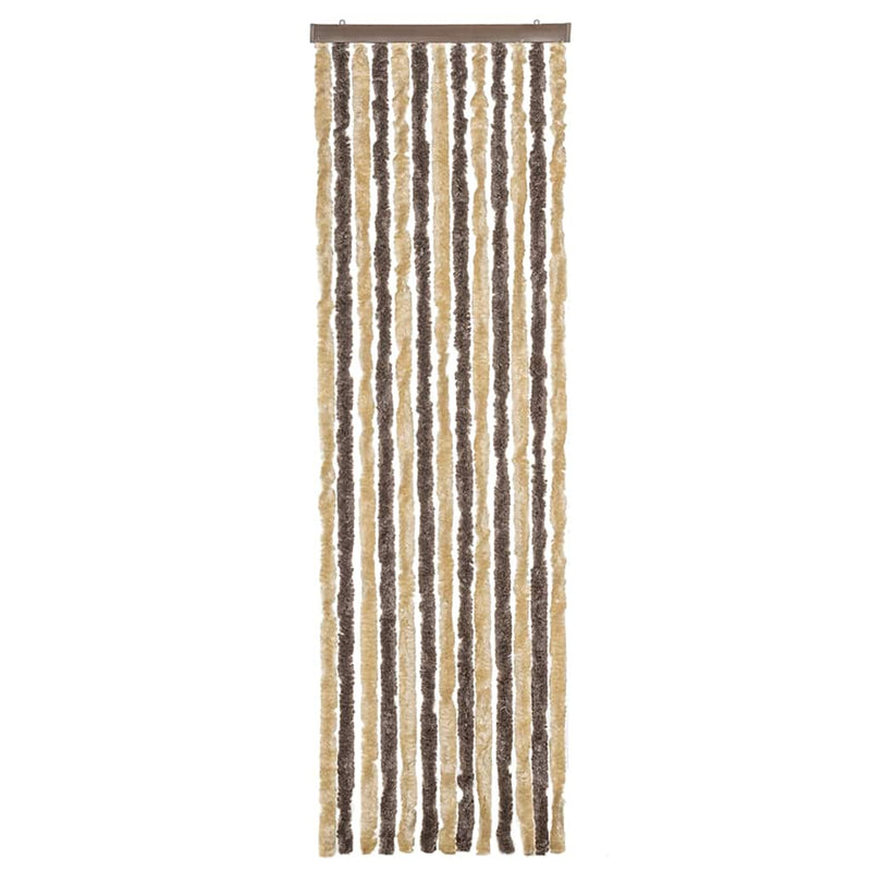 Afbeelding laden in galerijviewer, Vidaxl vliegengordijn 56x185 cm chenille donkerbruin en beige
