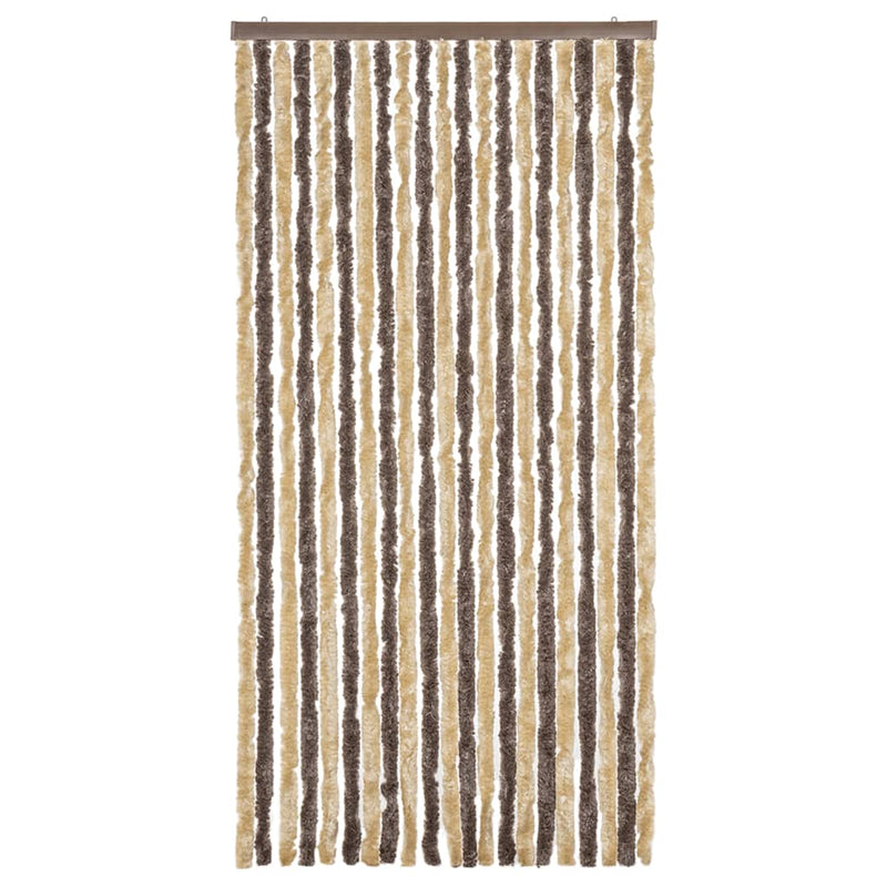 Afbeelding laden in galerijviewer, Vidaxl vliegengordijn 90x220 cm chenille donkerbruin en beige
