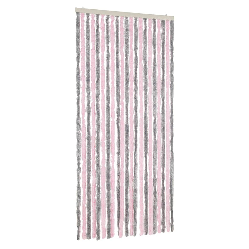 Afbeelding laden in galerijviewer, Vidaxl vliegengordijn 90x220 cm chenille zilvergrijs en roze

