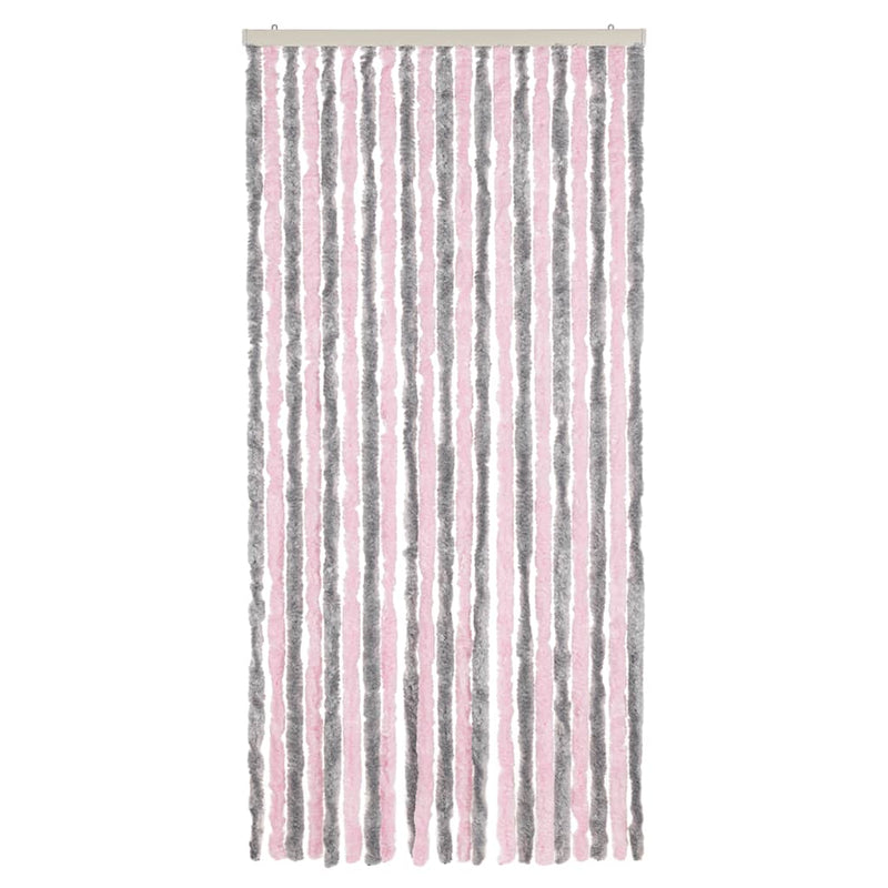 Afbeelding laden in galerijviewer, Vidaxl vliegengordijn 90x220 cm chenille zilvergrijs en roze
