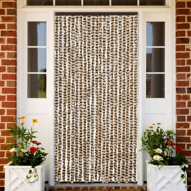 Afbeelding laden in galerijviewer, Vidaxl vliegengordijn 90x200 cm chenille beige en bruin
