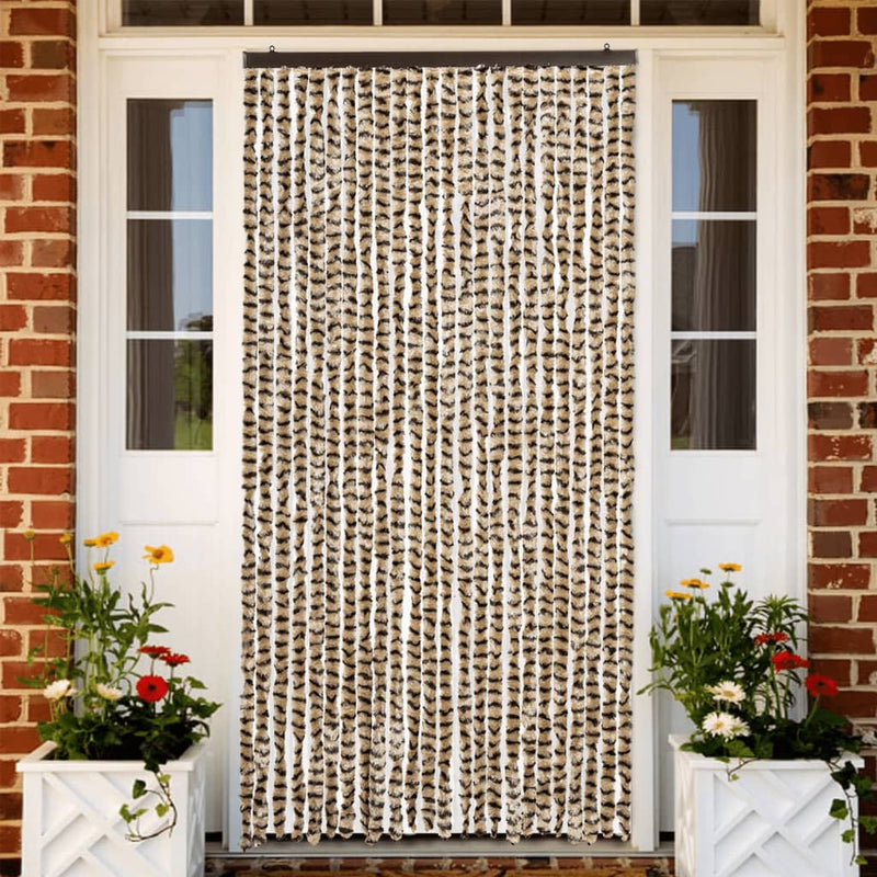 Afbeelding laden in galerijviewer, Vidaxl vliegengordijn 100x200 cm chenille beige en bruin
