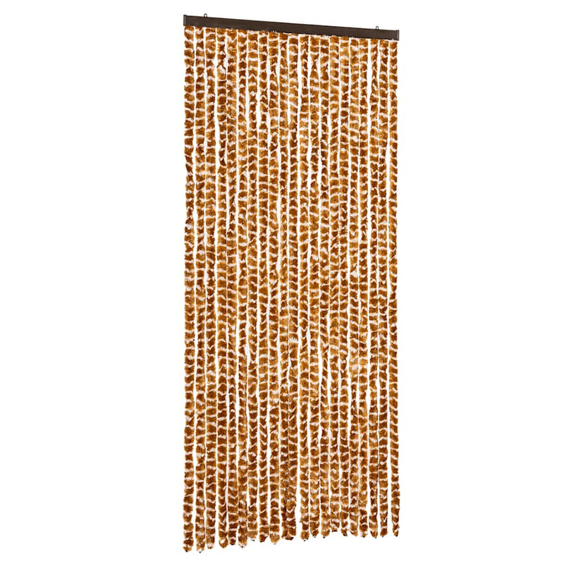 Afbeelding laden in galerijviewer, Vidaxl vliegengordijn 90x200 cm chenille okerkleurig en wit
