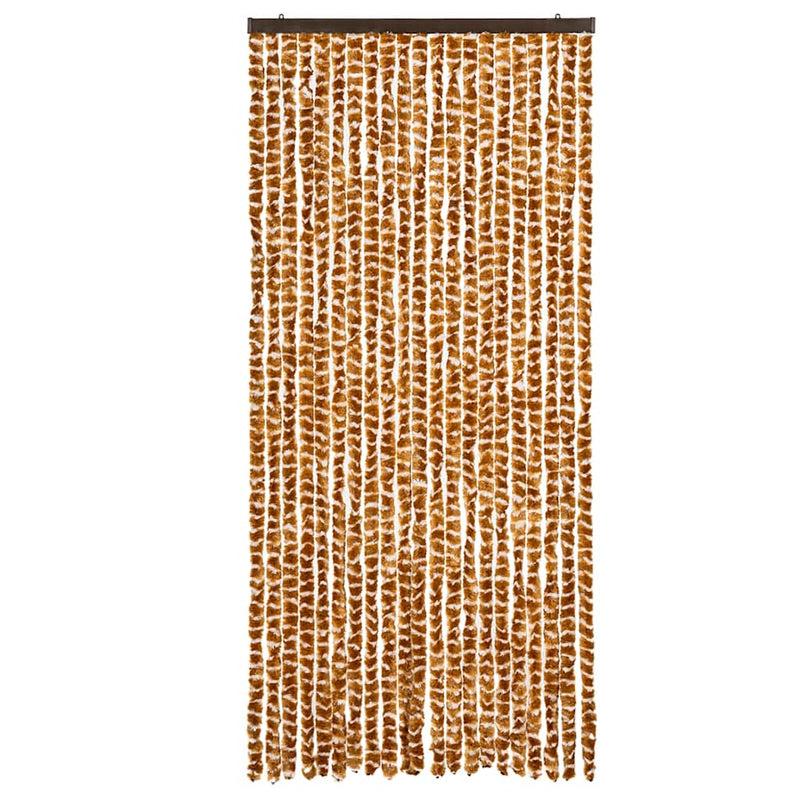 Afbeelding laden in galerijviewer, Vidaxl vliegengordijn 90x200 cm chenille okerkleurig en wit
