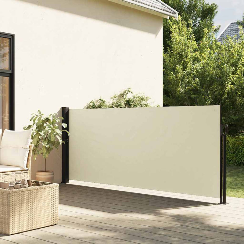 Afbeelding laden in galerijviewer, Vidaxl windscherm uittrekbaar 140x300 cm crèmekleurig
