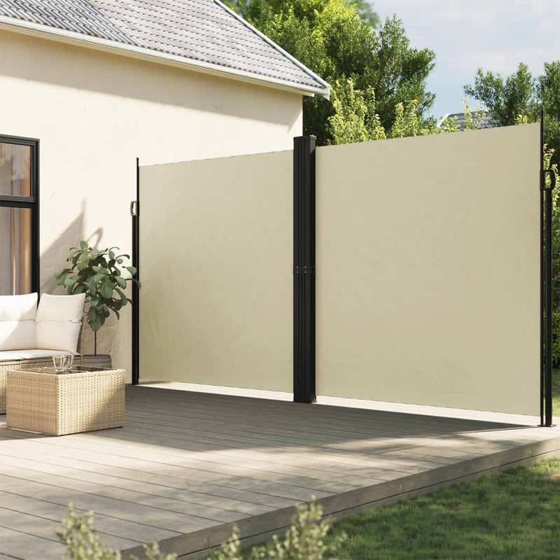 Afbeelding laden in galerijviewer, Vidaxl windscherm uittrekbaar 200x600 cm crèmekleurig
