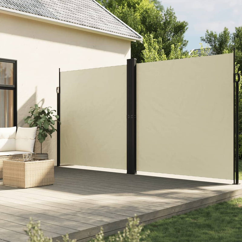 Afbeelding laden in galerijviewer, Vidaxl windscherm uittrekbaar 220x600 cm crèmekleurig

