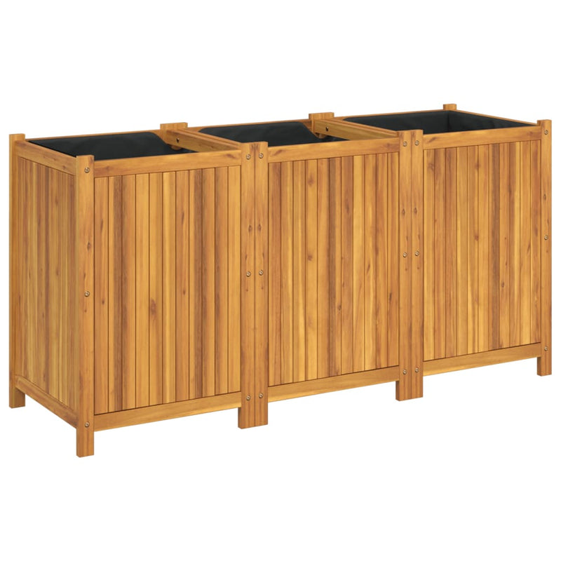 Afbeelding laden in galerijviewer, Vidaxl plantenbak met voering 150x50x75 cm massief acaciahout
