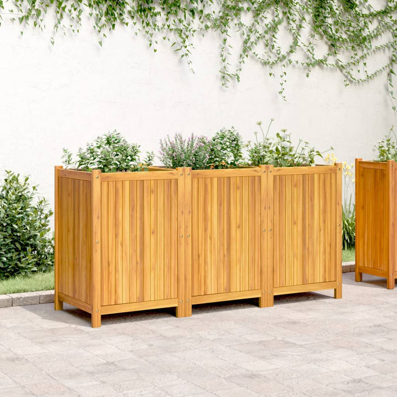 Afbeelding laden in galerijviewer, Vidaxl plantenbak met voering 150x50x75 cm massief acaciahout

