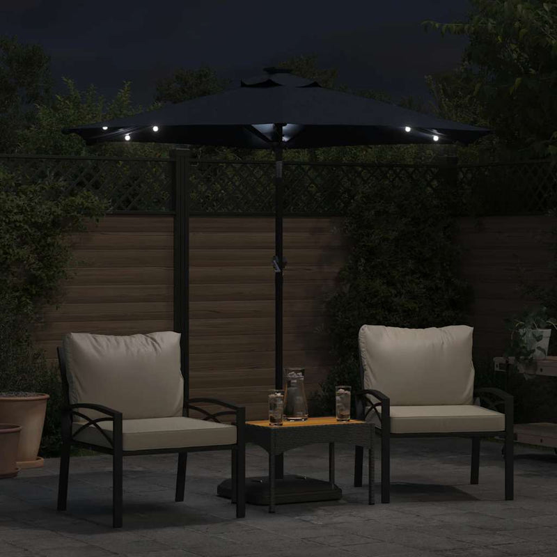 Afbeelding laden in galerijviewer, Vidaxl parasol met led's en stalen paal 225x225x212 cm zwart
