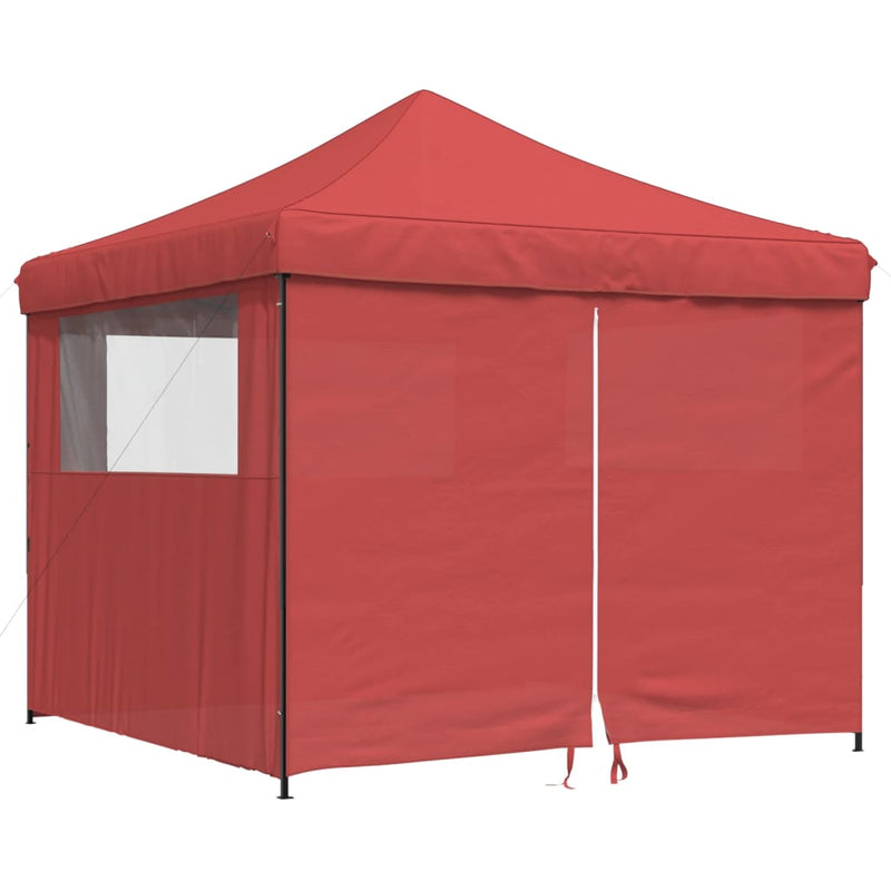 Afbeelding laden in galerijviewer, Vidaxl partytent inklapbaar pop-up met 4 zijwanden bordeauxrood
