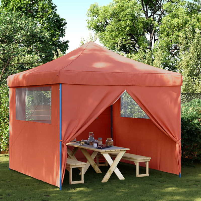 Afbeelding laden in galerijviewer, Vidaxl partytent inklapbaar pop-up met 4 zijwanden terracottakleurig
