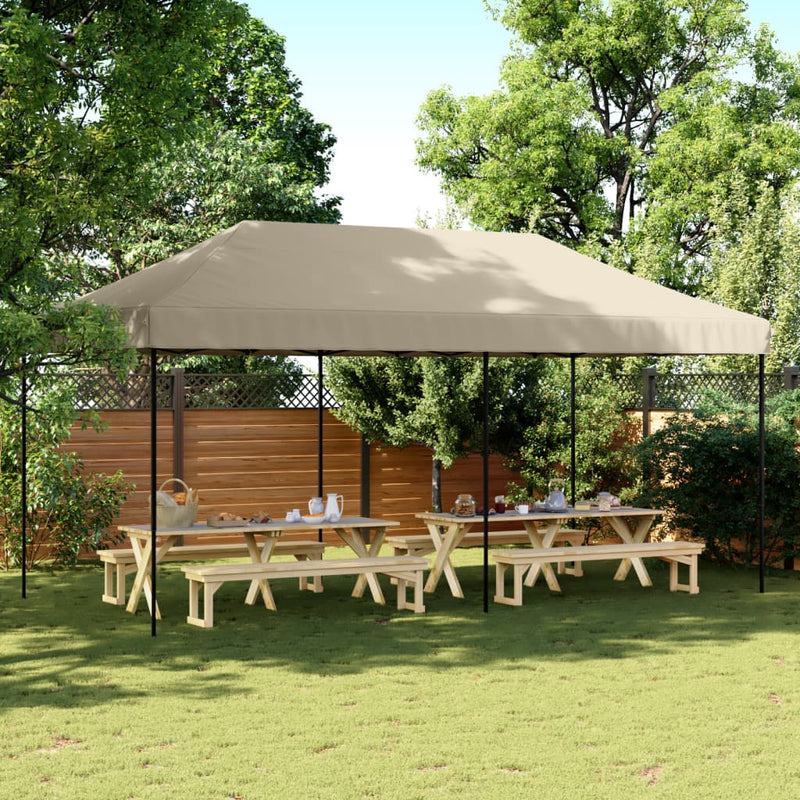 Afbeelding laden in galerijviewer, Vidaxl partytent inklapbaar pop-up 580x292x315 cm taupe
