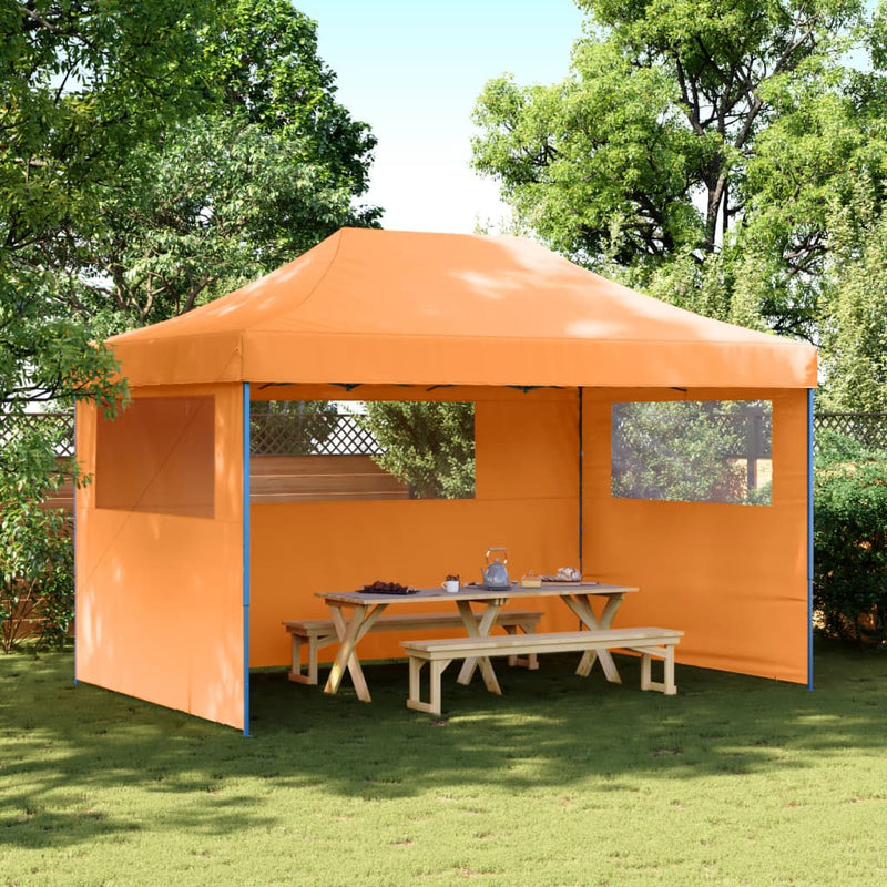 Afbeelding laden in galerijviewer, Vidaxl partytent inklapbaar pop-up met 3 zijwanden oranje
