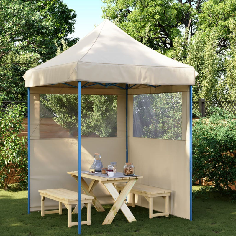 Afbeelding laden in galerijviewer, Vidaxl partytent inklapbaar pop-up met 2 zijwanden beige
