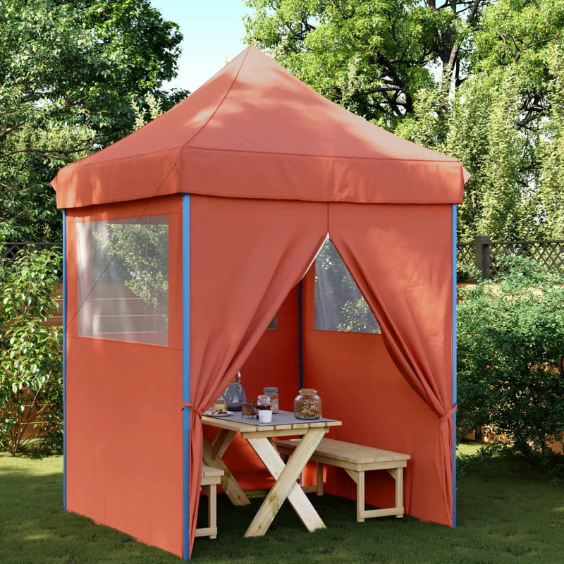 Afbeelding laden in galerijviewer, Vidaxl partytent inklapbaar pop-up met 4 zijwanden terracottakleurig

