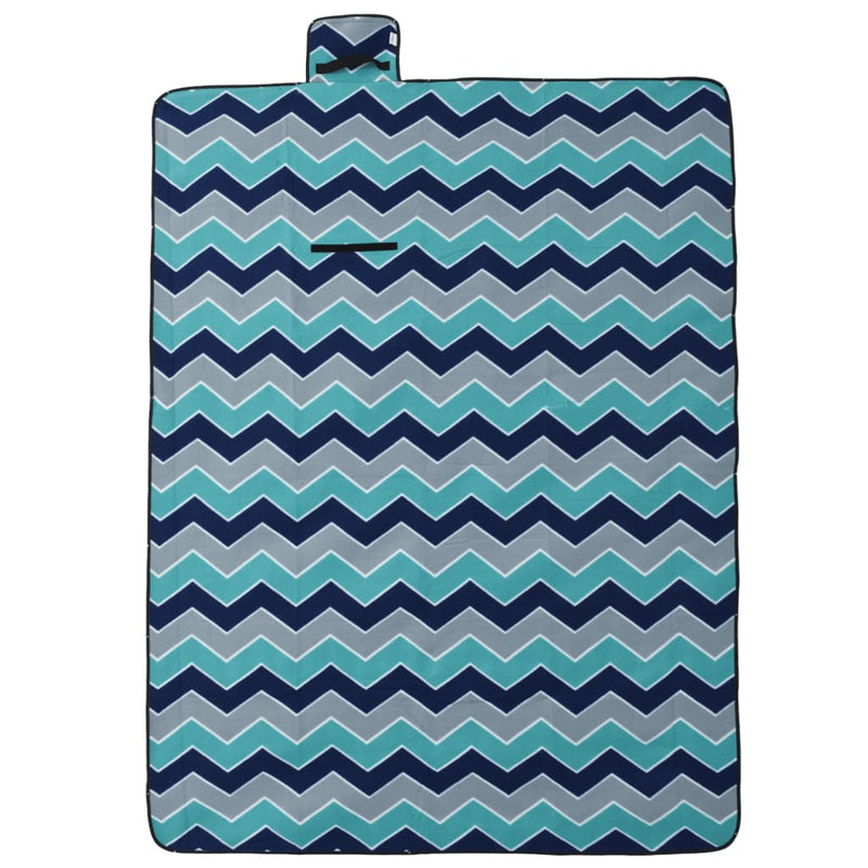 Afbeelding laden in galerijviewer, Vidaxl picknickkleed opvouwbaar golven 200x150 cm fluweel blauw
