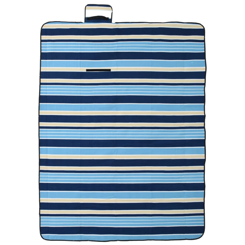 Afbeelding laden in galerijviewer, Vidaxl picknickkleed opvouwbaar gestreept 200x150 cm fluweel blauw wit
