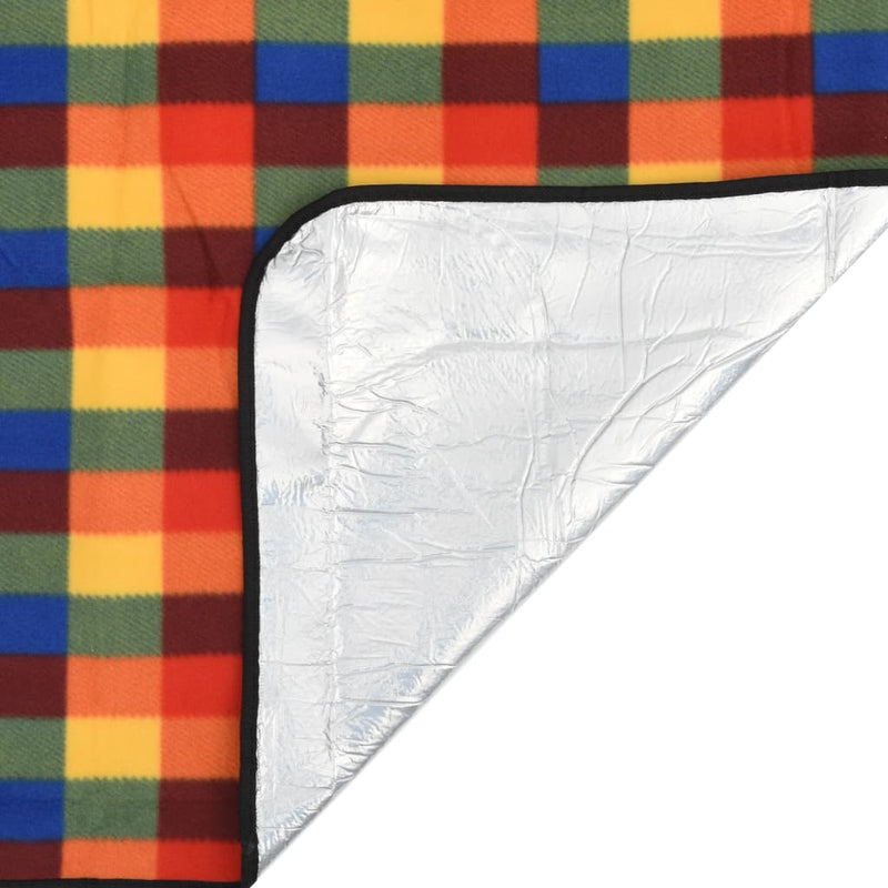 Afbeelding laden in galerijviewer, Vidaxl picknickkleed opvouwbaar geruit 200x200 cm fluweel meerkleurig

