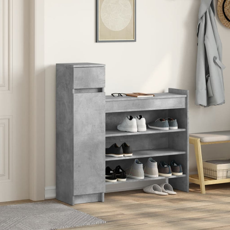 Afbeelding laden in galerijviewer, Vidaxl schoenenkast 100,5x28x100 cm bewerkt hout betongrijs
