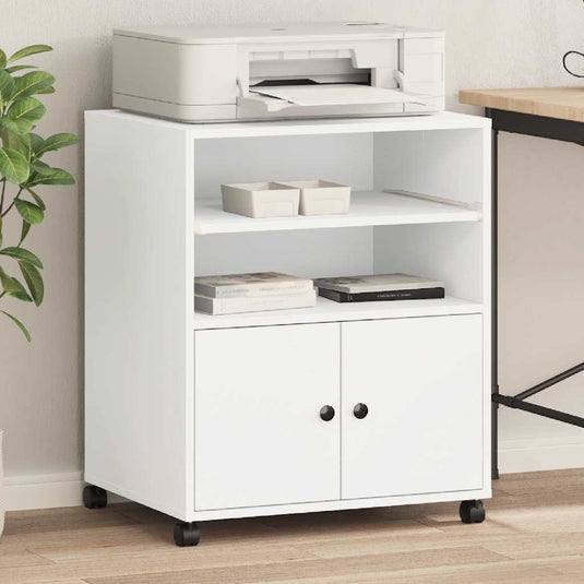 Vidaxl printerkastje met wielen 60x48x74 cm wit