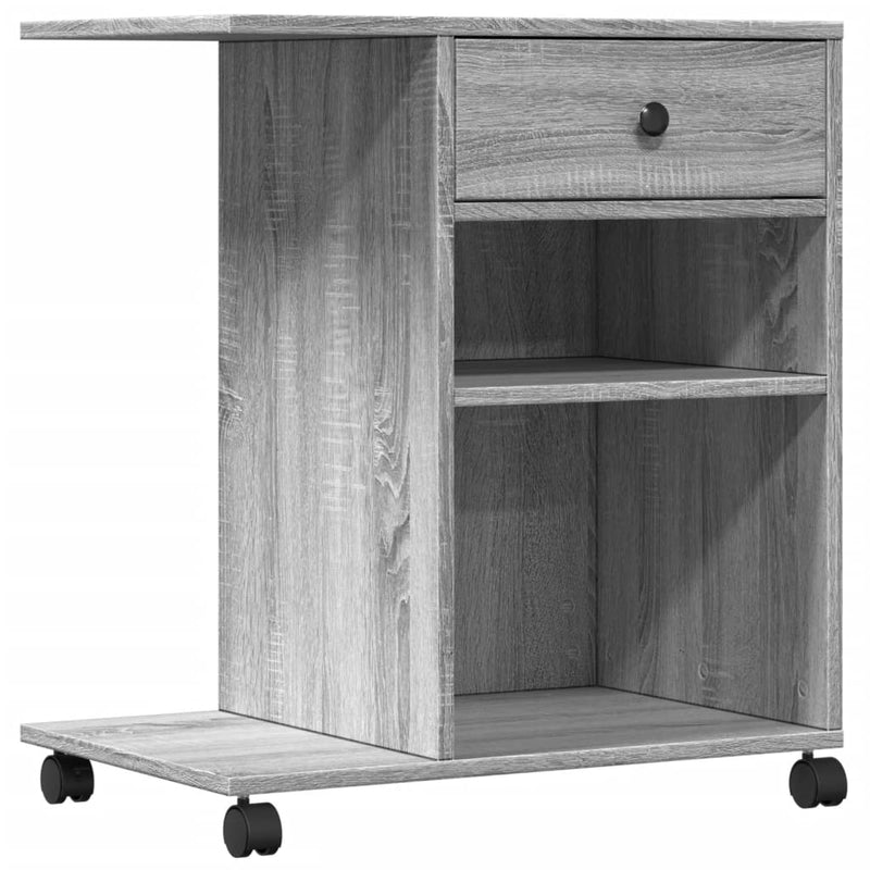 Afbeelding laden in galerijviewer, Vidaxl printerkastje met wielen 60x40x68,5 cm grijs sonoma eikenkleur
