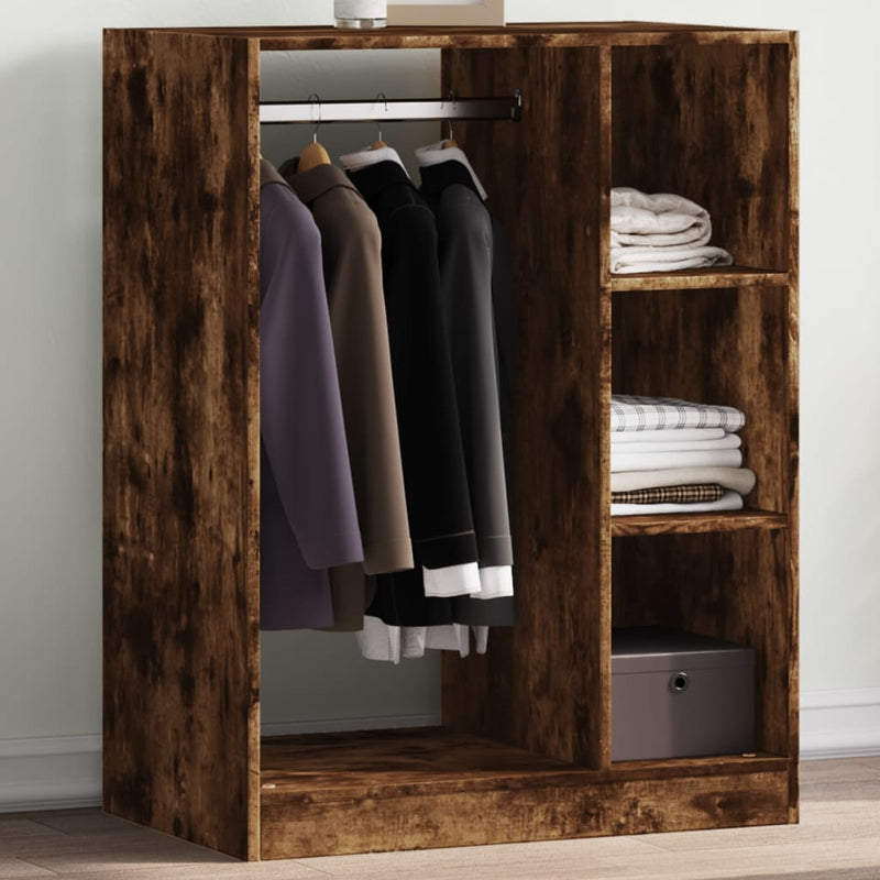 Afbeelding laden in galerijviewer, Vidaxl kledingkast 77x48x102 cm bewerkt hout gerookt eikenkleurig
