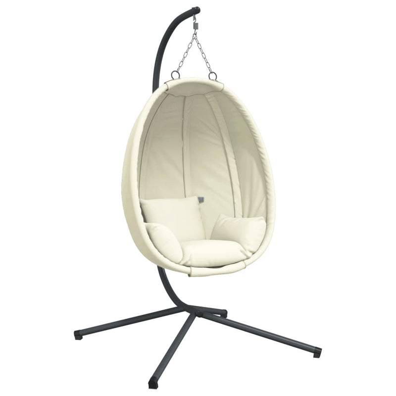 Afbeelding laden in galerijviewer, Vidaxl hangstoel met standaard stof en staal beige

