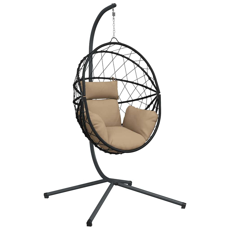 Afbeelding laden in galerijviewer, Vidaxl hangstoel met standaard rattan en staal taupe
