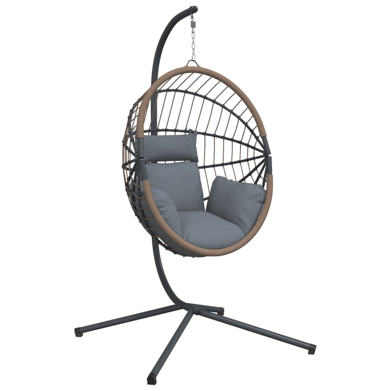 Afbeelding laden in galerijviewer, Vidaxl hangstoel met standaard rattan en staal lichtgrijs
