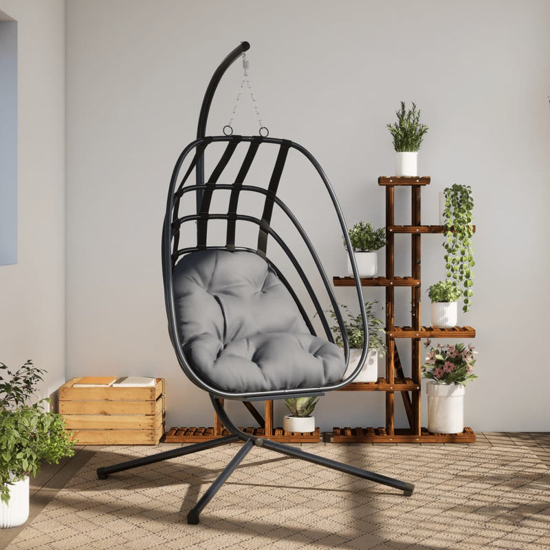 Afbeelding laden in galerijviewer, Vidaxl hangende egg chair met standaard antraciet staal
