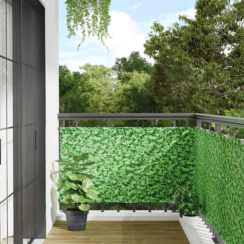 Afbeelding laden in galerijviewer, Vidaxl balkonscherm plantpatroon 700x75 cm pvc groen
