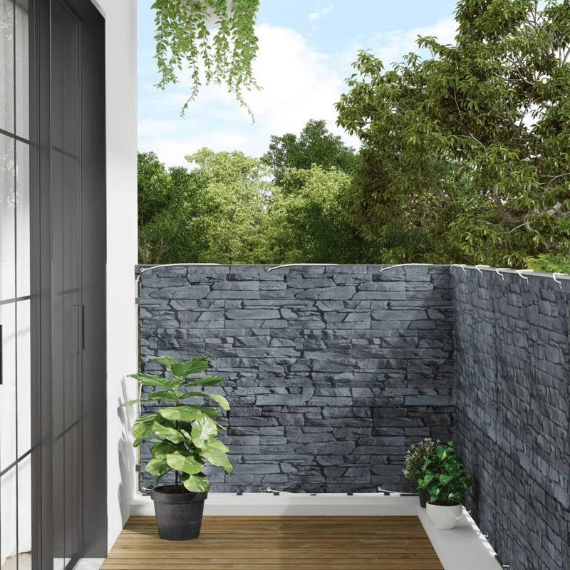 Afbeelding laden in galerijviewer, Vidaxl balkonscherm steenpatroon 300x120 cm pvc grijs
