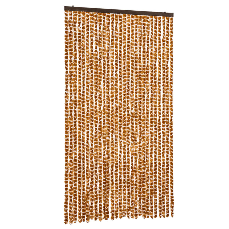 Afbeelding laden in galerijviewer, Vidaxl vliegengordijn 118x220 cm chenille okerkleurig en wit
