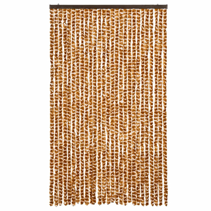 Afbeelding laden in galerijviewer, Vidaxl vliegengordijn 118x220 cm chenille okerkleurig en wit
