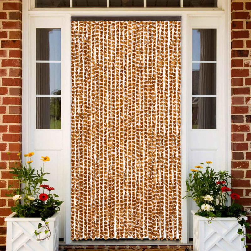 Afbeelding laden in galerijviewer, Vidaxl vliegengordijn 118x220 cm chenille okerkleurig en wit

