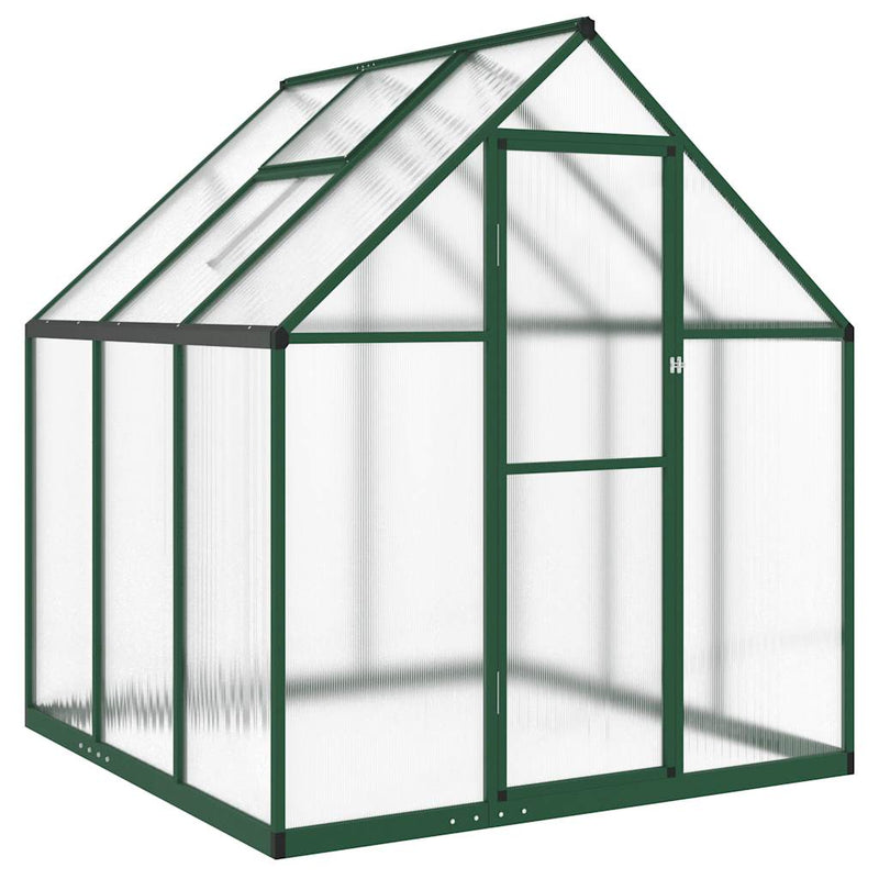 Afbeelding laden in galerijviewer, Vidaxl tuinkas met basisframe 169x169x195 cm aluminium groen
