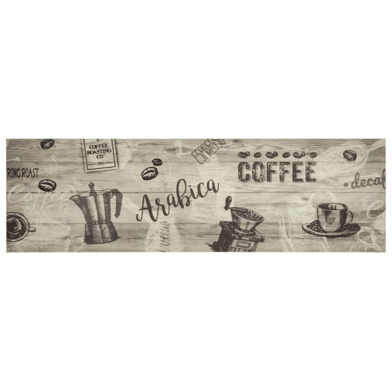 Afbeelding laden in galerijviewer, Vidaxl keukenmat wasbaar koffieprint 45x150 cm fluweel grijs

