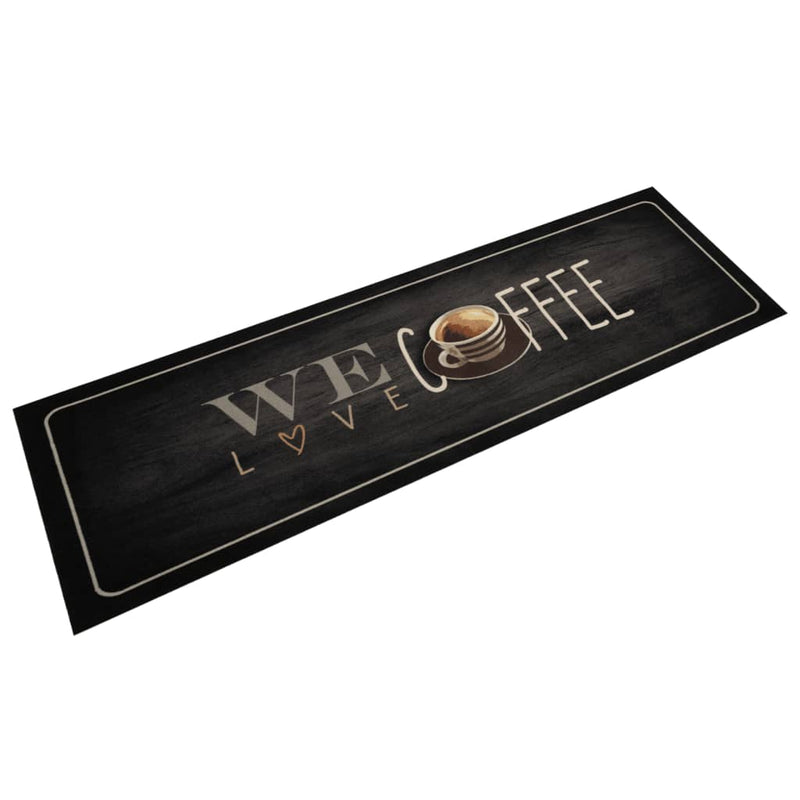 Afbeelding laden in galerijviewer, Vidaxl keukenmat wasbaar koffietekst 45x150 cm fluweel
