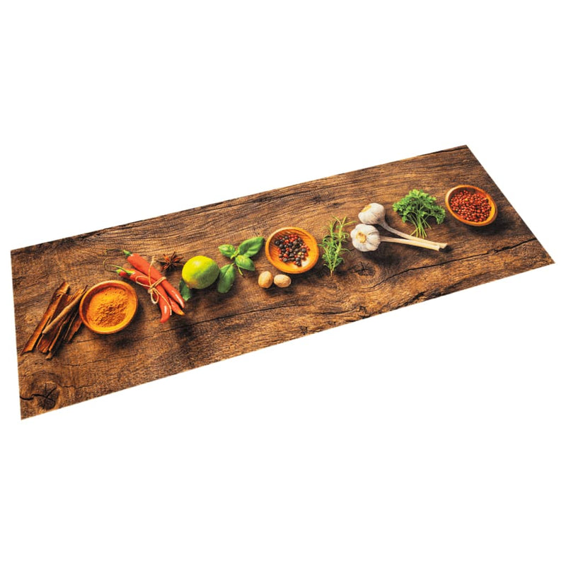 Afbeelding laden in galerijviewer, Vidaxl keukenmat wasbaar kruidenprint 45x150 cm fluweel
