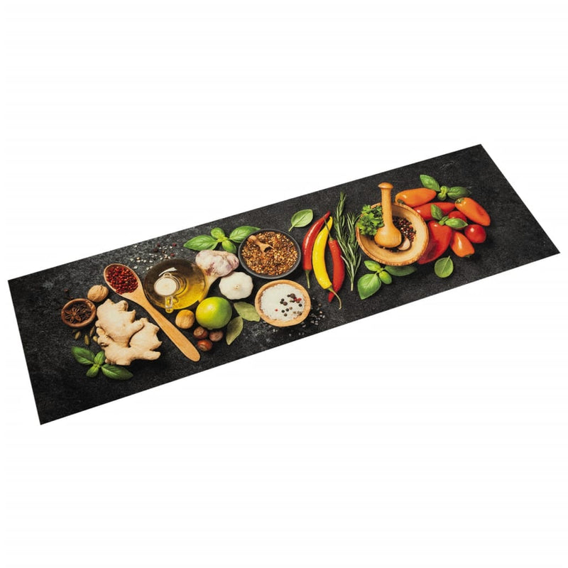 Afbeelding laden in galerijviewer, Vidaxl keukenmat wasbaar kruidenprint 45x150 cm fluweel
