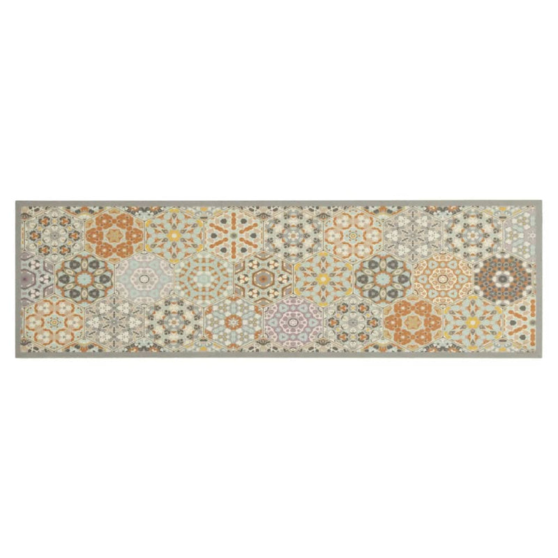 Afbeelding laden in galerijviewer, Vidaxl keukenmat wasbaar zeshoekpastelprint 45x150 cm fluweel
